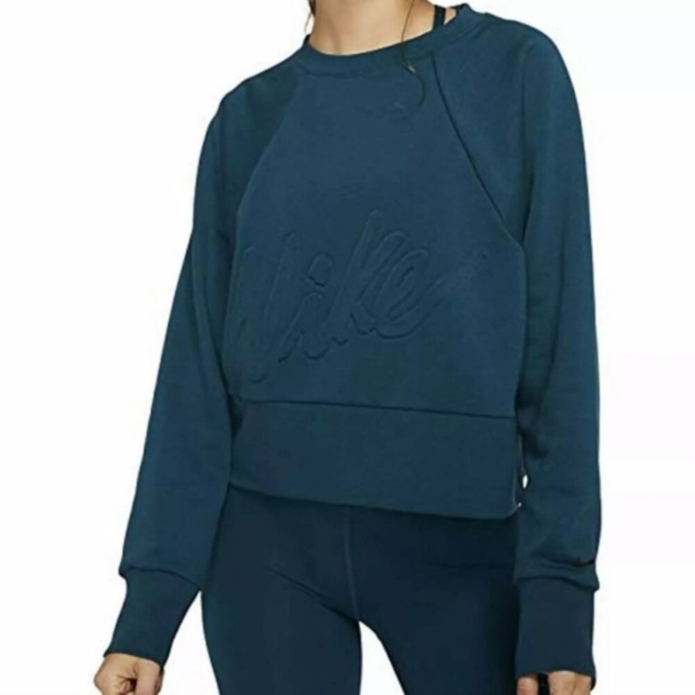 Nike Get Fit Crop Sweatshirt Teal Sz Medium
